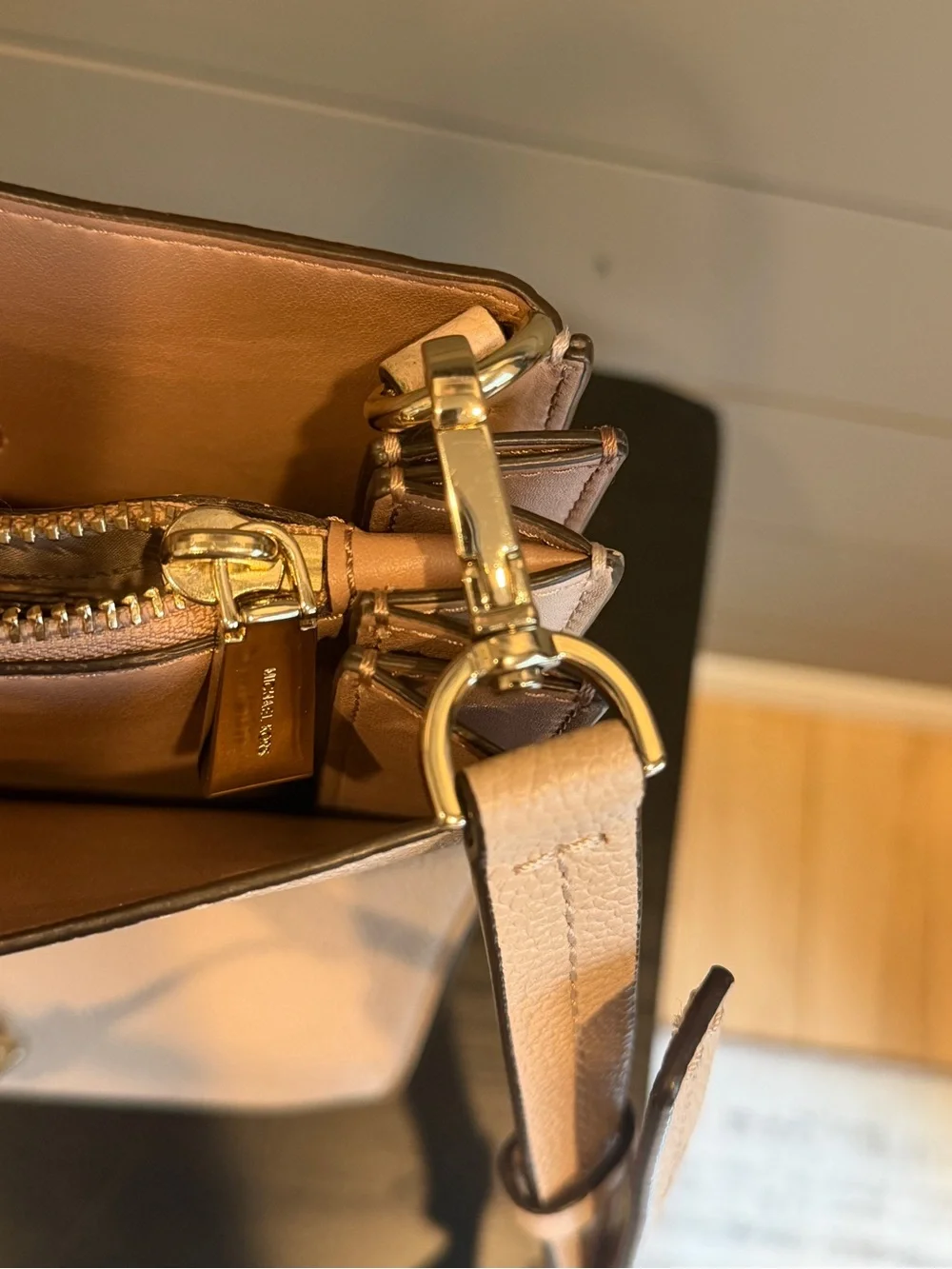 Michael Kors Pale Blush Leather Satchel with Gold Hardware